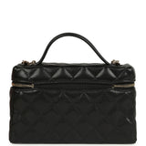 Chanel Top Handle Long Vanity Case with Chain Black Shiny Caviar Light Gold Hardware