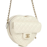 Chanel CC In Love Large Heart Bag with Chain White Lambskin Light Gold Hardware