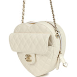 Chanel CC In Love Large Heart Bag with Chain White Lambskin Light Gold Hardware