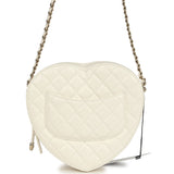 Chanel CC In Love Large Heart Bag with Chain White Lambskin Light Gold Hardware