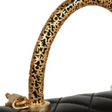 Chanel Mini Coco Top Handle Flap Bag Shiny Calfskin Brushed Gold Hardware