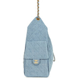Chanel Medium 25 Hobo Bag Light Blue Washed Denim Antique Gold Hardware