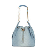 Chanel Medium 25 Hobo Bag Light Blue Washed Denim Antique Gold Hardware