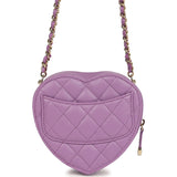 Chanel CC In Love Small Heart Bag with Chain Purple Lambskin Light Gold Hardware