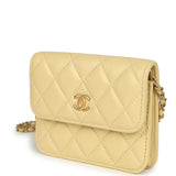 Chanel Mini Pearl Crush Belt Bag Light Yellow Lambskin Aged Gold Hardware