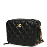 Chanel Mini Pearl Crush Clutch Bag with Chain Black Lambskin Antique Gold Hardware