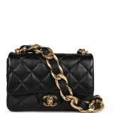 Chanel Small Funky Town Flap Bag Black Shiny Lambskin Aged Gold Hardware