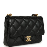 Chanel Small Funky Town Flap Bag Black Shiny Lambskin Aged Gold Hardware