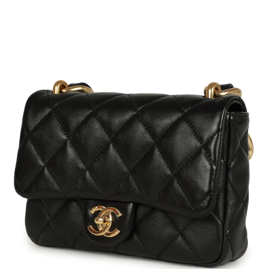 Chanel Small Funky Town Flap Bag Black Shiny Lambskin Aged