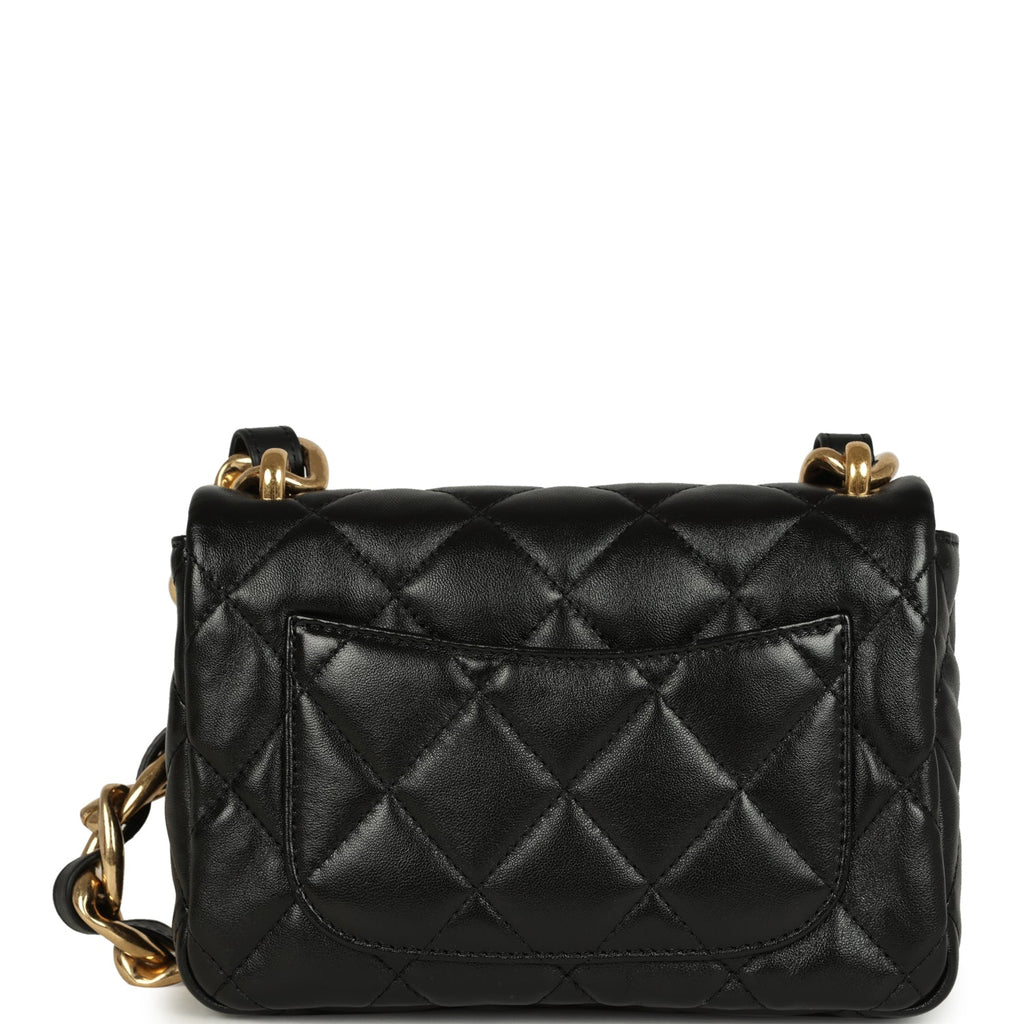 Chanel Small Funky Town Flap Bag Black Shiny Lambskin Aged