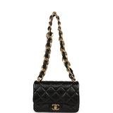 Chanel Small Funky Town Flap Bag Black Shiny Lambskin Aged Gold Hardware