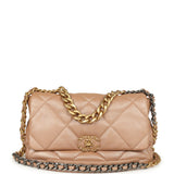 Pre-owned Chanel Large 19 Flap Bag Pearly Blush Shiny Lambskin Mixed Metal Hardware
