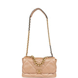 Pre-owned Chanel Large 19 Flap Bag Pearly Blush Shiny Lambskin Mixed Metal Hardware