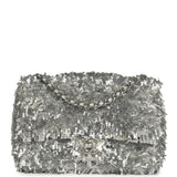 Chanel Mini Rectangular Fringe Flap Bag Silver Sequin Silver Hardware