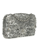Chanel Mini Rectangular Fringe Flap Bag Silver Sequin Silver Hardware