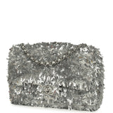 Chanel Mini Rectangular Fringe Flap Bag Silver Sequin Silver Hardware