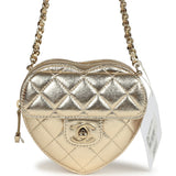 Chanel CC In Love Small Heart Bag with Chain Gold Metallic Lambskin Light Gold Hardware - Thumbnail View 1