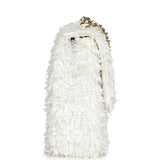 Chanel Mini Rectangular Fringe Flap Bag White Sequin Gold Hardware