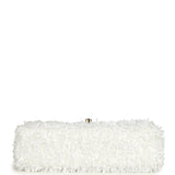 Chanel Mini Rectangular Fringe Flap Bag White Sequin Gold Hardware