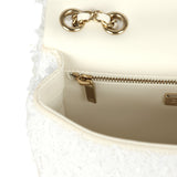 Chanel Mini Rectangular Fringe Flap Bag White Sequin Gold Hardware