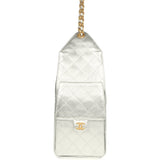 Chanel Medium 25 Hobo Bag Metallic Silver Caviar Antique Gold Hardware