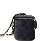 Chanel Small Crystal Pearl Crush Vanity Case Gris Fonce Velvet Light Gold Hardware
