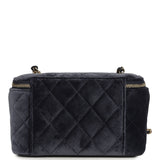Chanel Small Crystal Pearl Crush Vanity Case Gris Fonce Velvet Light Gold Hardware