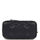 Chanel Small Crystal Pearl Crush Vanity Case Gris Fonce Velvet Light Gold Hardware