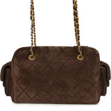 Chanel Small Bowling Bag Dark Brown Suede Antique Gold Hardware - Thumbnail View 4