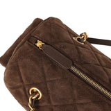 Chanel Small Bowling Bag Dark Brown Suede Antique Gold Hardware - Thumbnail View 8