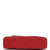 Chanel Top Handle Long Vanity Case with Chain Red Shiny Caviar Light Gold Hardware