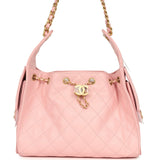 Chanel Small 25 Hobo Bag Light Pink Caviar Antique Gold Hardware