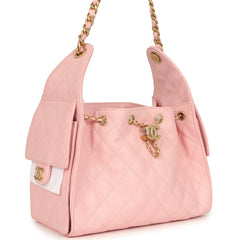 Chanel Small 25 Hobo Bag Light Pink Caviar Antique Gold Hardware