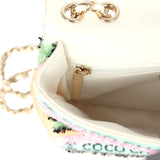 Chanel Mini Striped Coco Flap Bag Multicolor White Sequins Light Gold Hardware