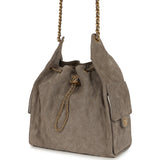 Chanel Medium 25 Hobo Bag Dark Grey Suede Antique Gold Hardware