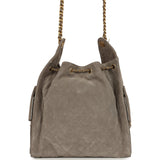 Chanel Medium 25 Hobo Bag Dark Grey Suede Antique Gold Hardware