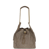 Chanel Medium 25 Hobo Bag Dark Grey Suede Antique Gold Hardware