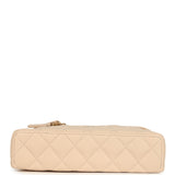 Chanel Top Handle Long Vanity Case with Chain Light Beige Shiny Caviar Light Gold Hardware