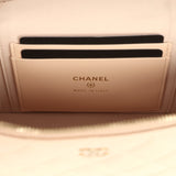 Chanel Top Handle Long Vanity Case with Chain Light Beige Shiny Caviar Light Gold Hardware