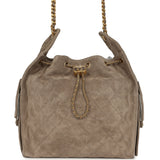 Chanel Medium 25 Hobo Bag Dark Grey Suede Antique Gold Hardware