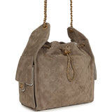 Chanel Medium 25 Hobo Bag Dark Grey Suede Antique Gold Hardware