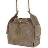 Chanel Medium 25 Hobo Bag Dark Grey Suede Antique Gold Hardware