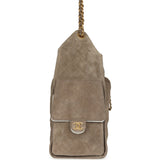 Chanel Medium 25 Hobo Bag Dark Grey Suede Antique Gold Hardware