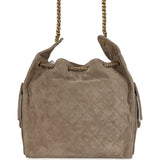 Chanel Medium 25 Hobo Bag Dark Grey Suede Antique Gold Hardware