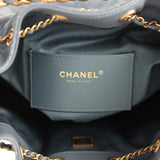 Chanel Small 25 Hobo Bag Blue Suede Antique Gold Hardware