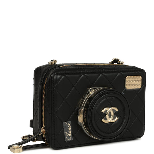 Chanel Coco Click Camera Bag Black Lambskin Light Gold Hardware
