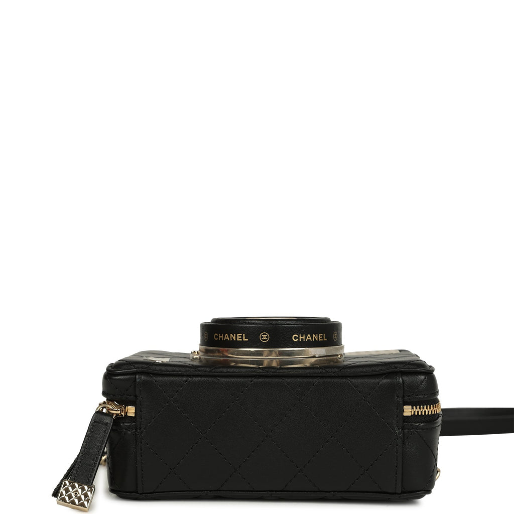 Chanel Coco Click Camera Bag Black Lambskin Light Gold Hardware