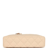 Chanel Top Handle Long Vanity Case with Chain Light Beige Shiny Caviar Light Gold Hardware