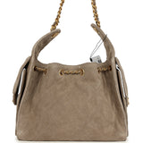 Chanel Small 25 Hobo Bag Dark Grey Suede Antique Gold Hardware
