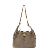 Chanel Small 25 Hobo Bag Dark Grey Suede Antique Gold Hardware